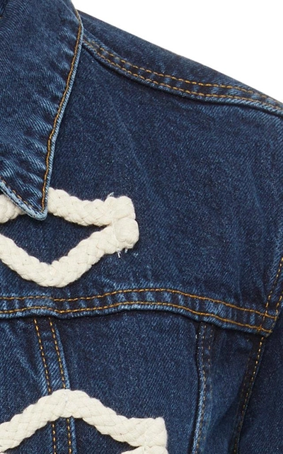 Shop Jw Anderson Toggle-detailed Denim Jacket In Dark Wash