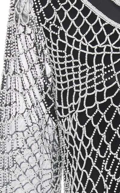 Shop Joanna Mastroianni 3/4 Sleeve Web Embroidered Dress In Black/white