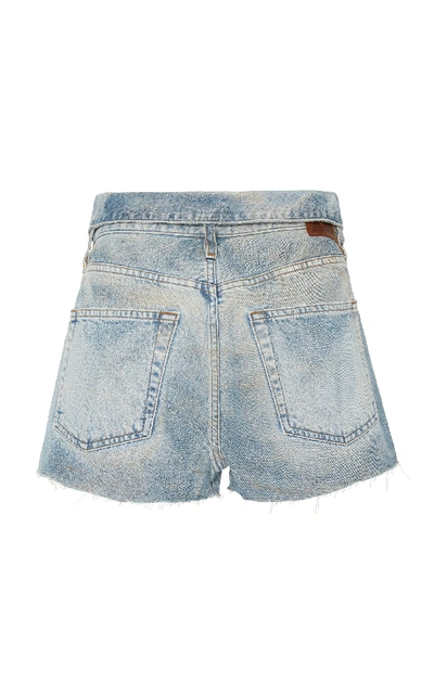 Shop Jean Atelier Foldover Denim Shorts In Light Wash