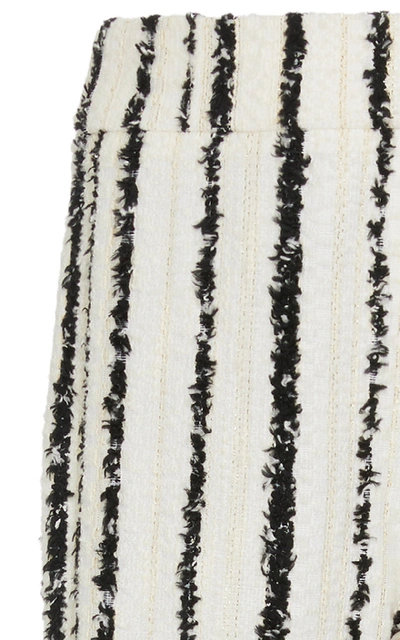 Shop Bouguessa Striped Tweed Pants In Black/white