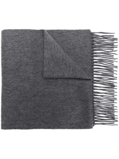 Shop N•peal Woven Fringe-hem Scarf In Grey