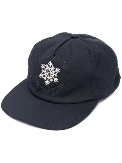 Shop Billionaire Snow Flake Embroidered Cap In Blue