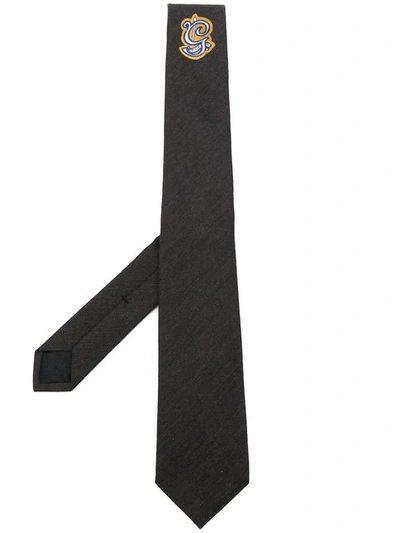 Shop Gucci Logo Patch Tie In Grey