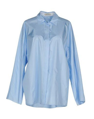 Shop Nina Ricci Silk Shirts & Blouses In Sky Blue