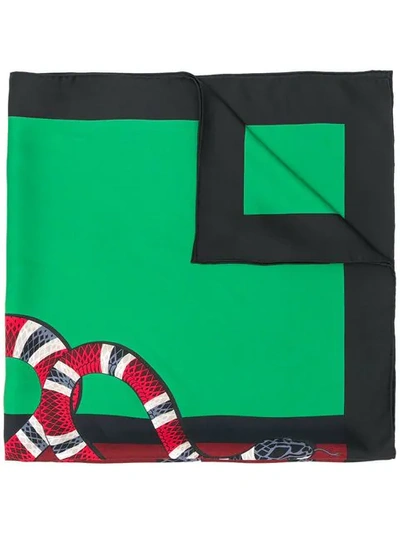 Shop Gucci Snake Print Scarf In Green