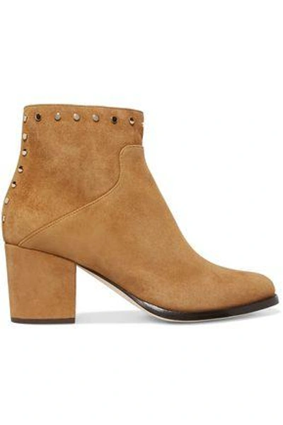 Shop Jimmy Choo Woman Melvin 65 Studded Suede Ankle Boots Camel
