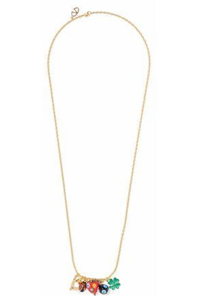 Shop Valentino Garavani Woman Gold-tone Enamel Necklace Gold