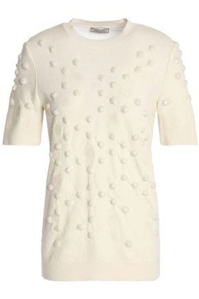 Shop Nina Ricci Woman Embellished Wool-blend Top Ivory