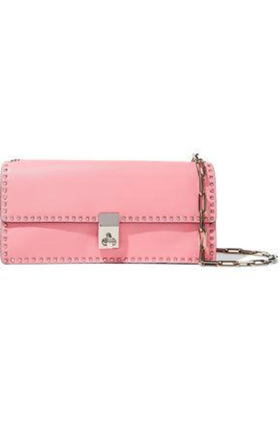 Shop Valentino Studded Leather Shoulder Bag In Baby Pink