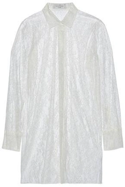 Shop Valentino Silk-lace Shirt In White