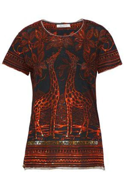 Shop Valentino Printed Cotton Top In Red