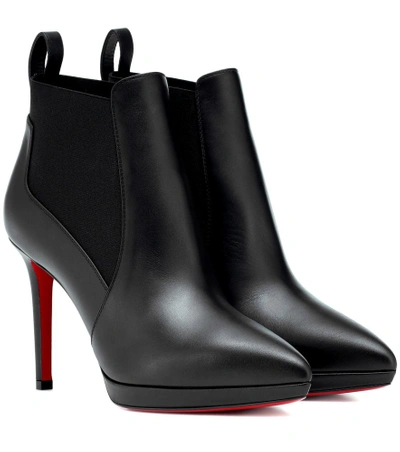 Shop Christian Louboutin Crochinetta 100 Leather Ankle Boots In Black