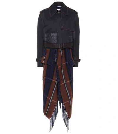 Shop Loewe Wool And Cashmere Layered Trench Coat In Black