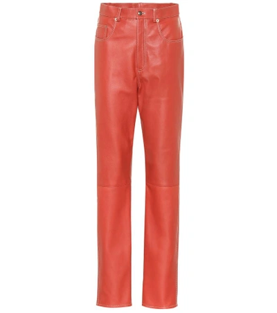 Shop Gucci Leather Pants In Orange