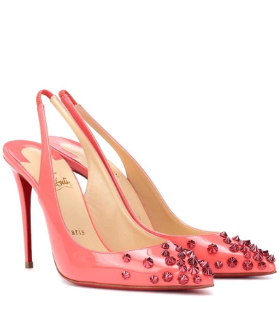 Shop Christian Louboutin Drama Sling 100 Patent Leather Pumps In Pink
