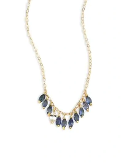 Shop Ila Maisie Blue & White Sapphire Necklace In Gold Sapphire