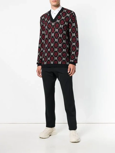 Shop Gucci Logo Pattern Jumper In Black