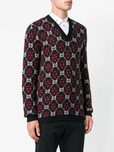 Shop Gucci Logo Pattern Jumper In Black