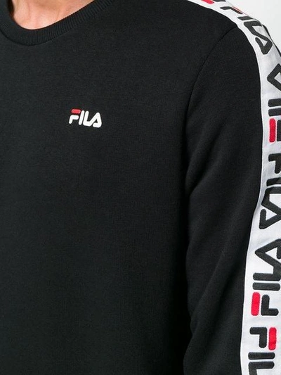 Shop Fila Logo Side Stripe Sweatshirt In Black