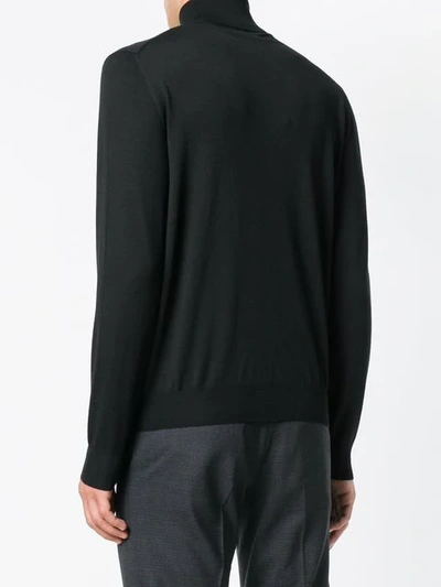 Shop Canali Roll-neck Fitted Sweater In Black