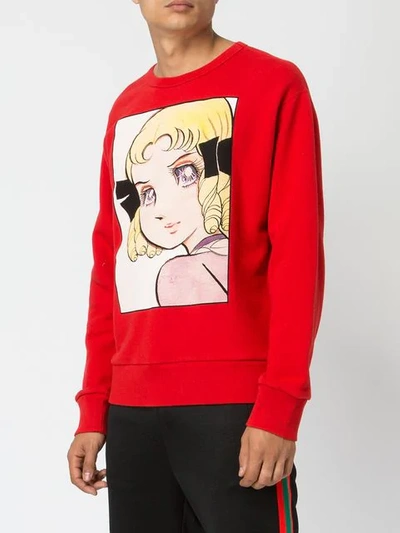 Shop Gucci Anime Print Jumper - Red