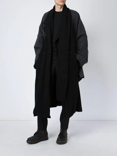 Shop Yohji Yamamoto Oversized Layered Coat - Black