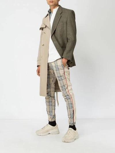 Shop Andrea Crews Check Tapered Trousers In Neutrals