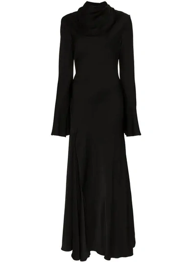 Shop Ellery Suprematism High Neck Bias Cut Dress In Black