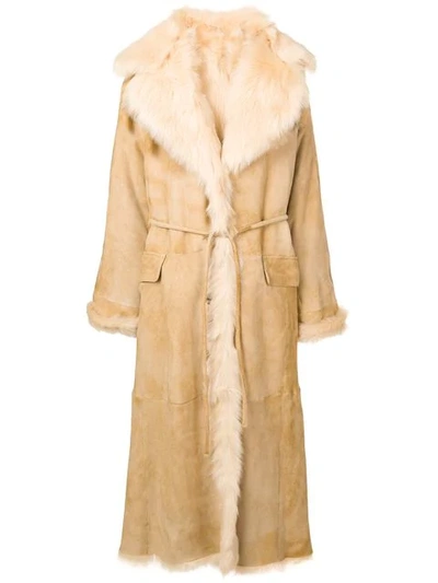 Shop Ermanno Scervino Long Fur Coat - Neutrals