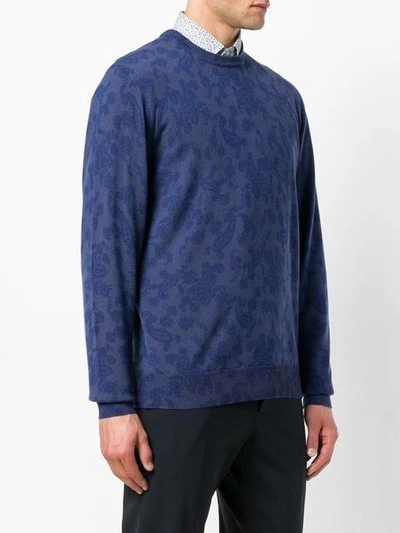 Shop Etro Paisley Print Knitted Sweater In Blue