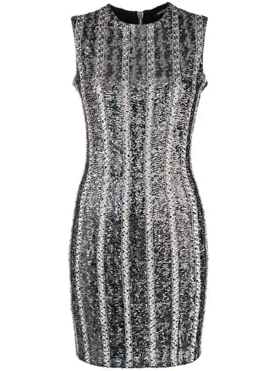 Shop Balmain Sequin Embellished Mini Dress - Grey