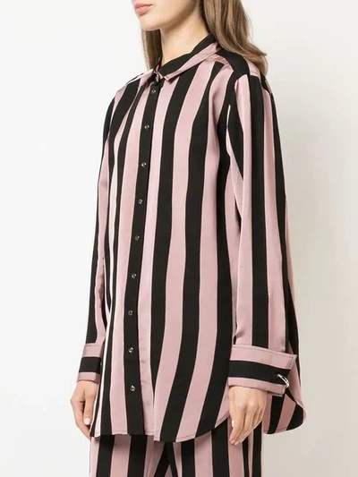 Shop Marques' Almeida Striped Longline Shirt In Pink