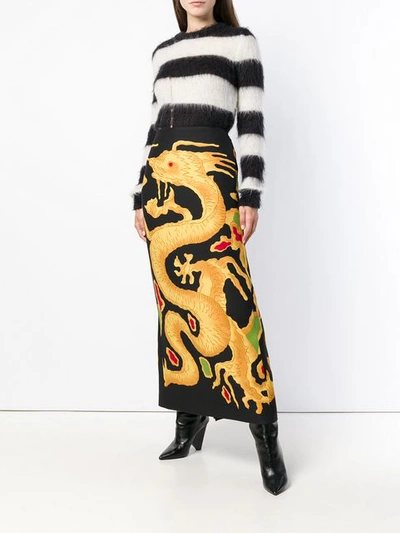 Shop Valentino Dragon Print Skirt In Black