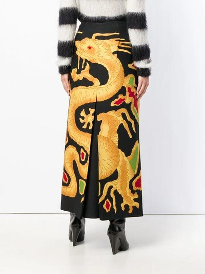 Shop Valentino Dragon Print Skirt In Black