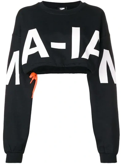 Shop Mia-iam Logo Print Cropped Sweatshirt - Black