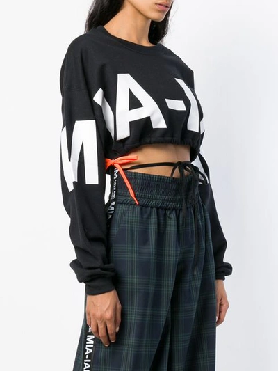 Shop Mia-iam Logo Print Cropped Sweatshirt - Black