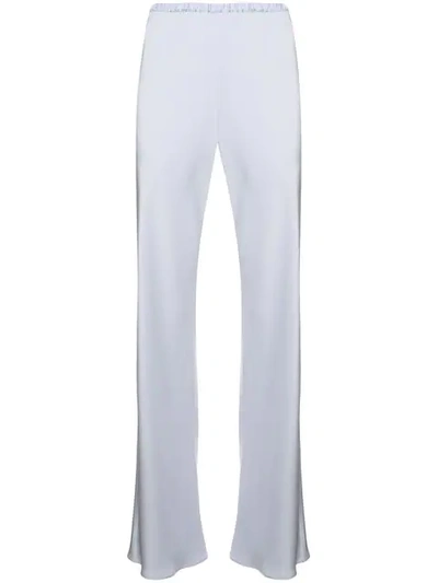 Shop Peter Cohen Straight Silk Trousers In Blue