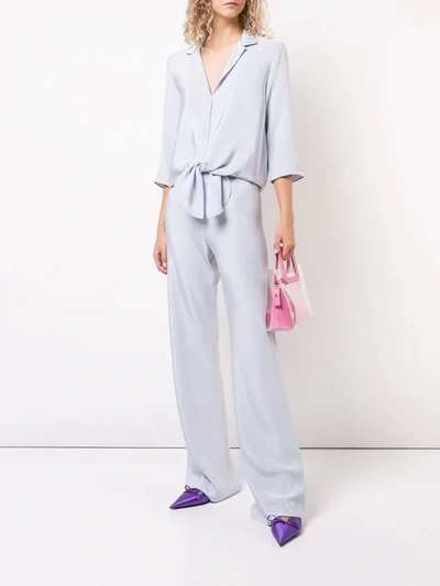 Shop Peter Cohen Straight Silk Trousers In Blue