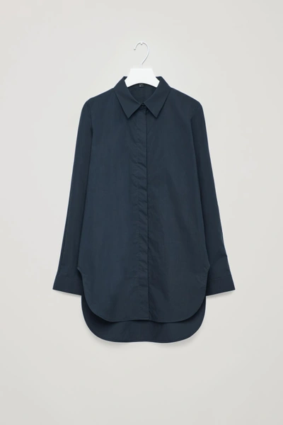 Shop Cos Cocoon Cotton-poplin Shirt In Blue