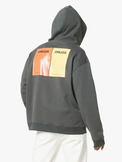 Shop Raf Simons Drugs Printed Hoodie In Grey