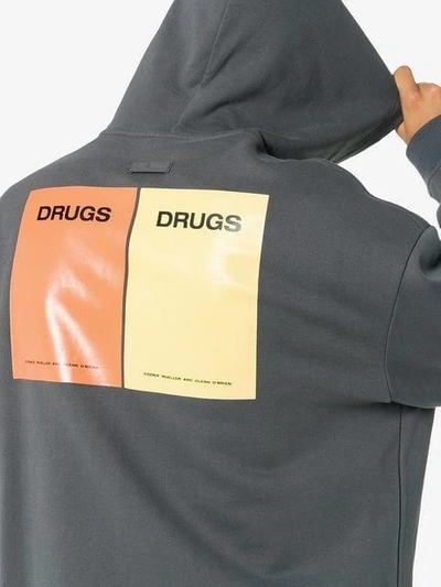 Shop Raf Simons Drugs Printed Hoodie In Grey