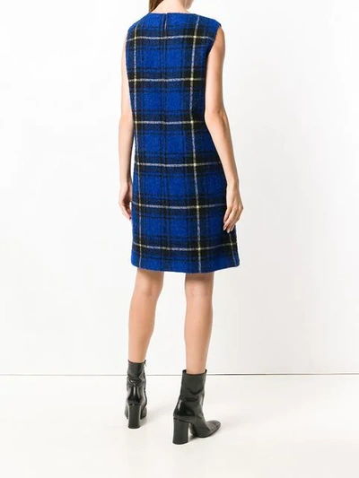 Shop Aspesi Checked Mini Dress - Blue