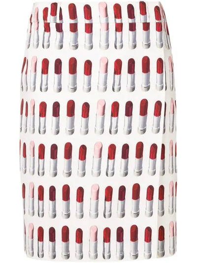 Shop Prada Lipstick Print Straight Skirt - Neutrals