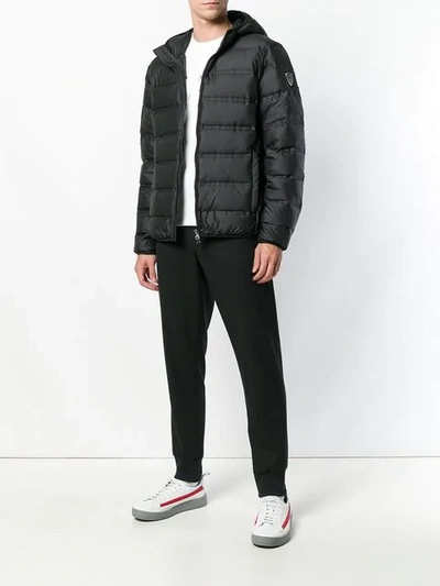 Shop Ea7 Emporio Armani Hooded Puffer Jacket - Black