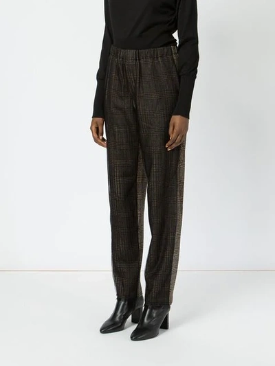 Shop Quetsche Straight Checkered Trousers - Brown