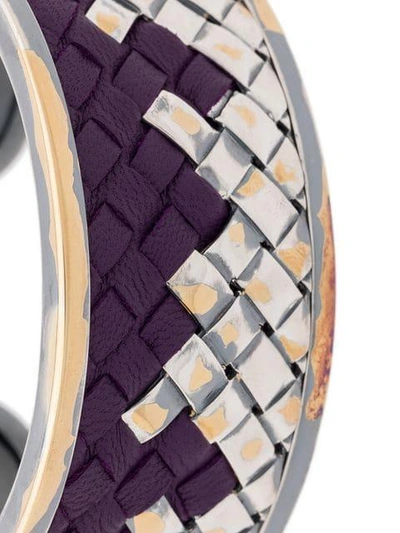 Shop Bottega Veneta Woven Cuff Bracelet In Pink