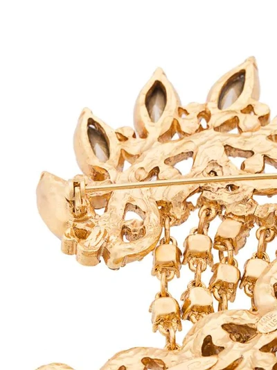 Shop Oscar De La Renta Navette Brooch - Metallic