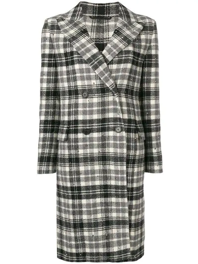 Shop Ermanno Scervino Checked Midi Coat In Grey