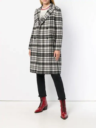 Shop Ermanno Scervino Checked Midi Coat In Grey