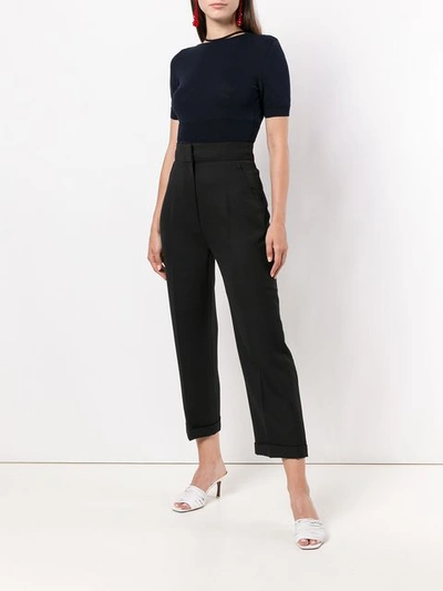 Shop Jacquemus Cut-out Detail Knitted Top - Blue
